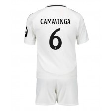 Real Madrid Eduardo Camavinga #6 Hemmaställ Barn 2024-25 Korta ärmar (+ Korta byxor)